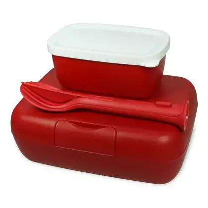 Koziol Candy Ready Dsred lunchbox z pojemnikiem i sztućcami, czerwony