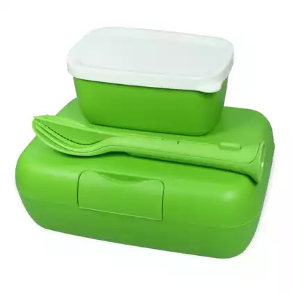 Koziol Candy Ready Healthy lunchbox z pojemnikiem i sztućcami, zielony