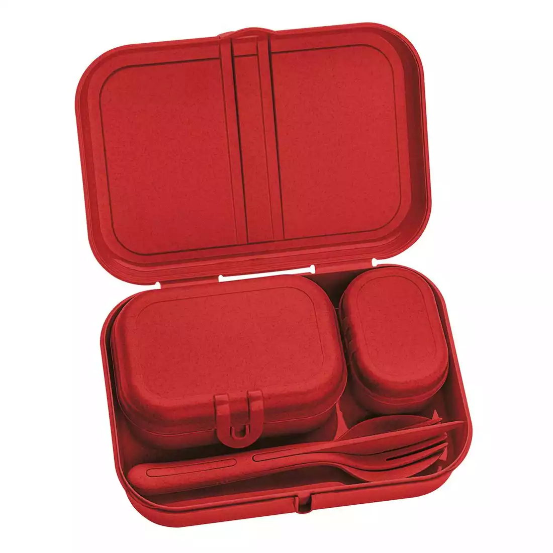 Koziol Pascal ready organic zestaw lunchboxów + sztućce, czerwony
