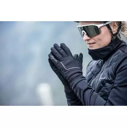 Rogelli ESSENTIAL damskie, zimowe rękawiczki rowerowe, czarne