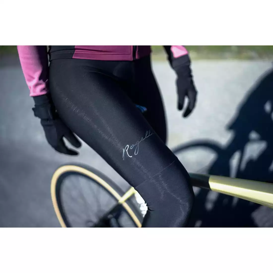 Rogelli ULTRACING damskie, ocieplane spodnie rowerowe na szelkach, czarne