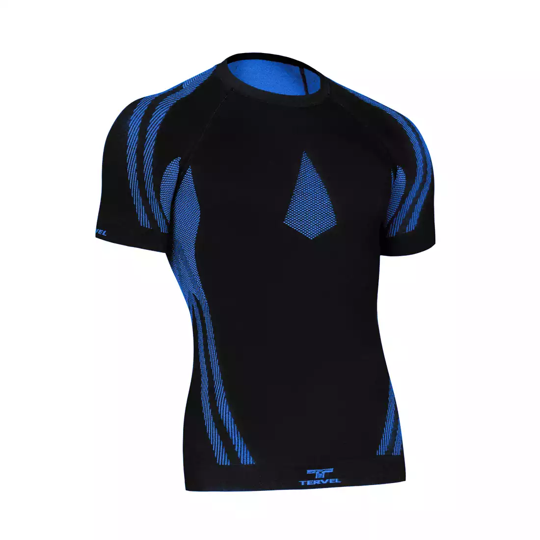 TERVEL OPTILINE LIGHT MOD-02 - męska koszulka termoaktywna z krótkim rękawem, kolor: Czarno-niebieski