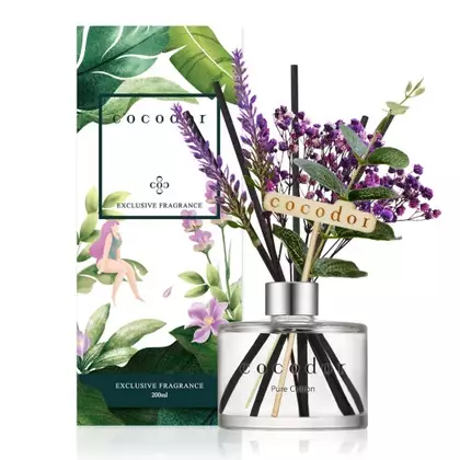 COCODOR dyfuzor zapachowy z patyczkami i kwiatami flower lavender, pure cotton 200 ml