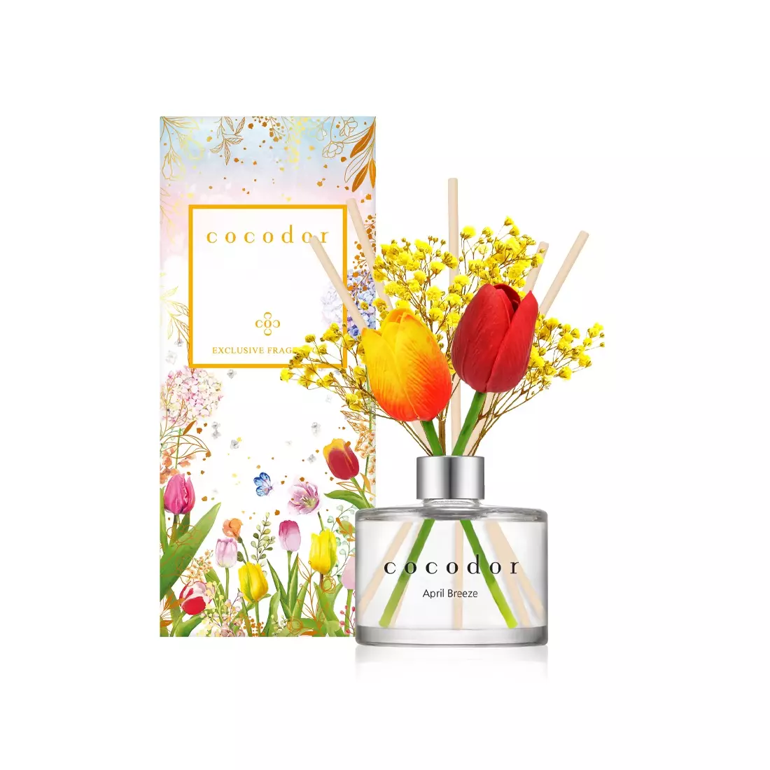 COCODOR dyfuzor zapachowy z patyczkami i kwiatami flower tulip, april breeze 200 ml