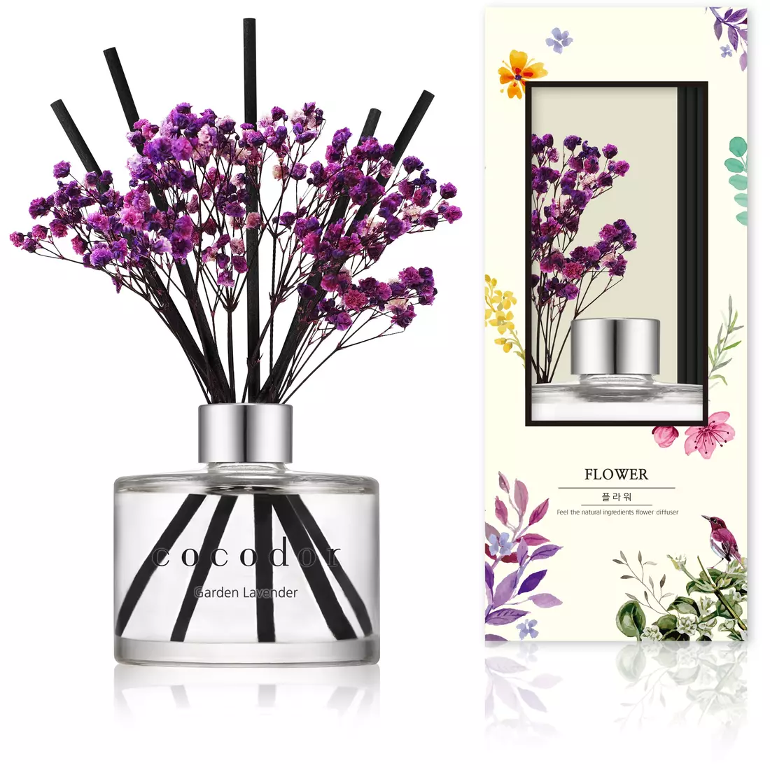 COCODOR dyfuzor zapachowy z patyczkami i kwiatami, garden lavender 120 ml