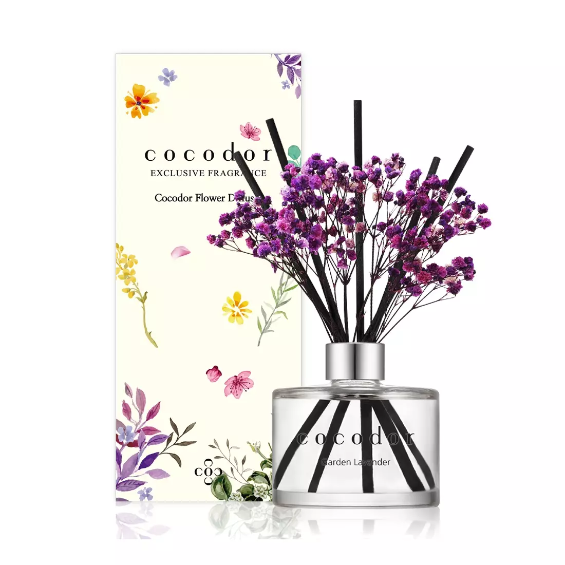 COCODOR dyfuzor zapachowy z patyczkami i kwiatami, garden lavender 200 ml