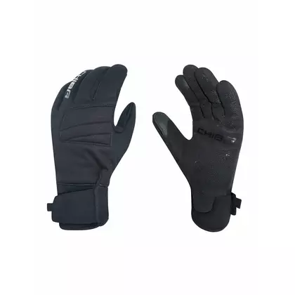 CHIBA CLASSIC ciepłe zimowe rękawiczki rowerowe, czarno-srebrne