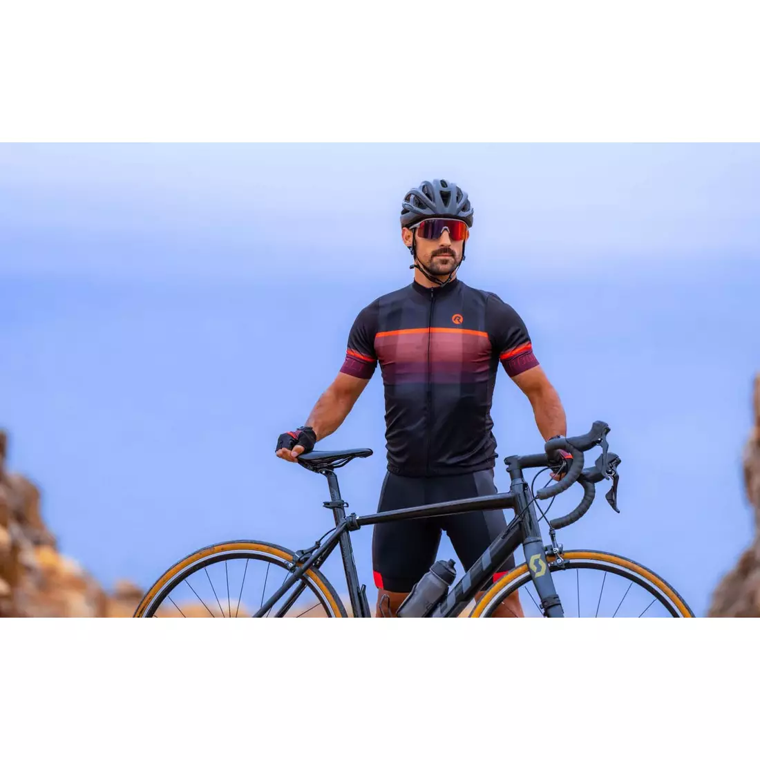Rogelli HERO II męska koszulka rowerowa, czarno-czerwona