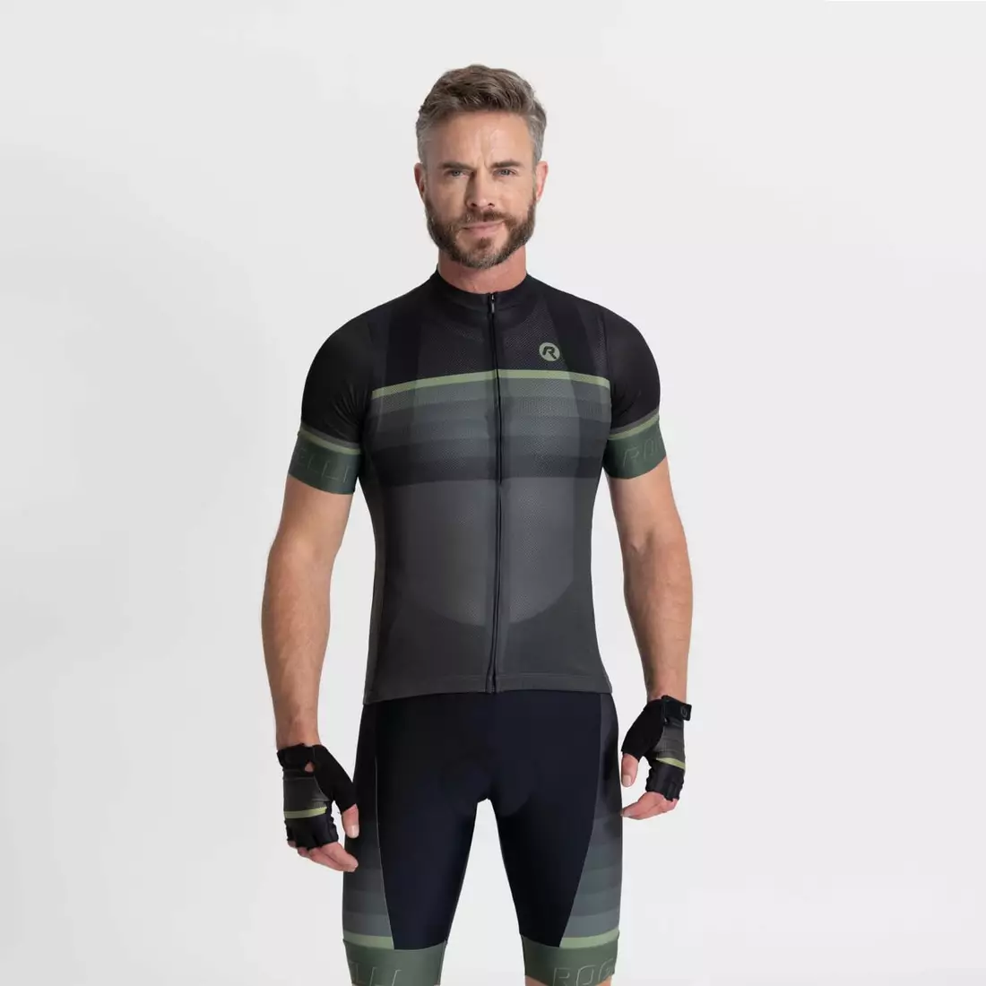 Rogelli HERO II męska koszulka rowerowa, czarno-zielona