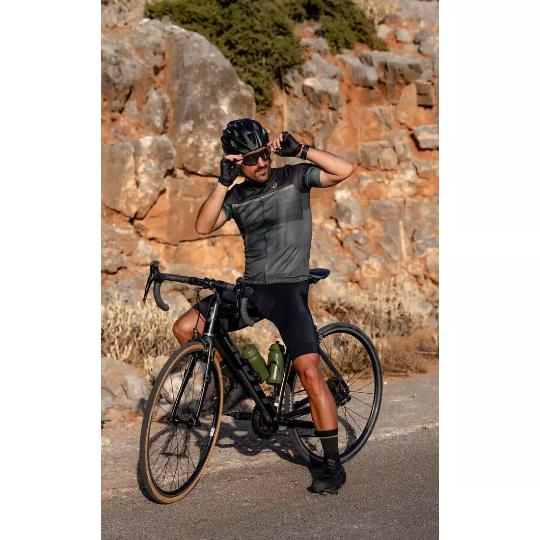 Rogelli HERO II męska koszulka rowerowa, czarno-zielona
