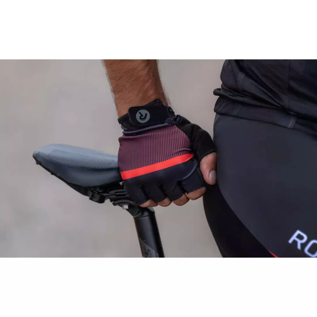 Rogelli HERO II rękawiczki rowerowe, czarno-bordowe