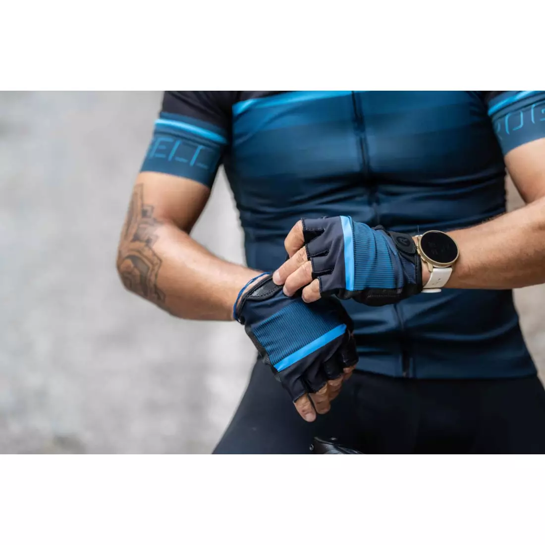 Rogelli HERO II rękawiczki rowerowe, czarno-niebieskie