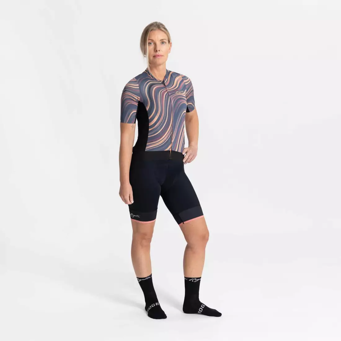 Rogelli LYNN damska koszulka rowerowa, szaro-koralowa