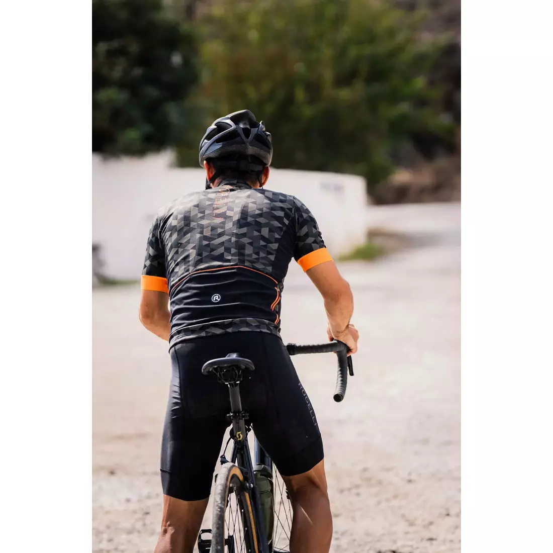 Rogelli RUBIK męska koszulka rowerowa, khaki-pomarańczowa