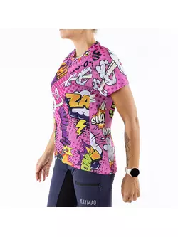 KAYMAQ W27 damska luźna koszulka rowerowa MTB krótki rękaw, różowa