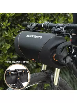 Rockbros Bikepacking sakwa rowerowa na kierownicę tuba zwijana, czarna 30990009001