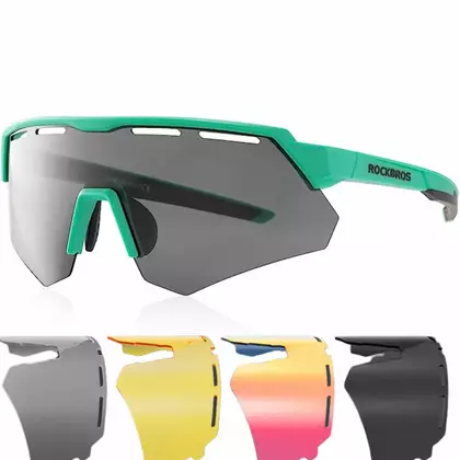 Rockbros okulary sportowe z polaryzacją, 4 wymienne soczewki, korekcja, miętowe 14210006003
