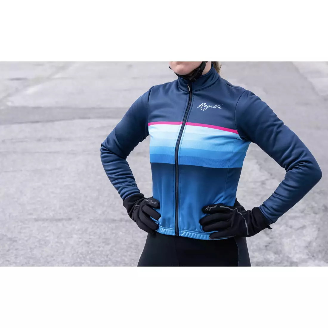 Rogelli kurtka rowerowa zimowa z membrany damska IMPRESS II niebiesko-różowa