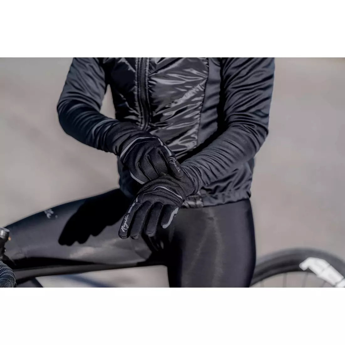 Rogelli rękawiczki rowerowe zimowe damskie APEX czarne