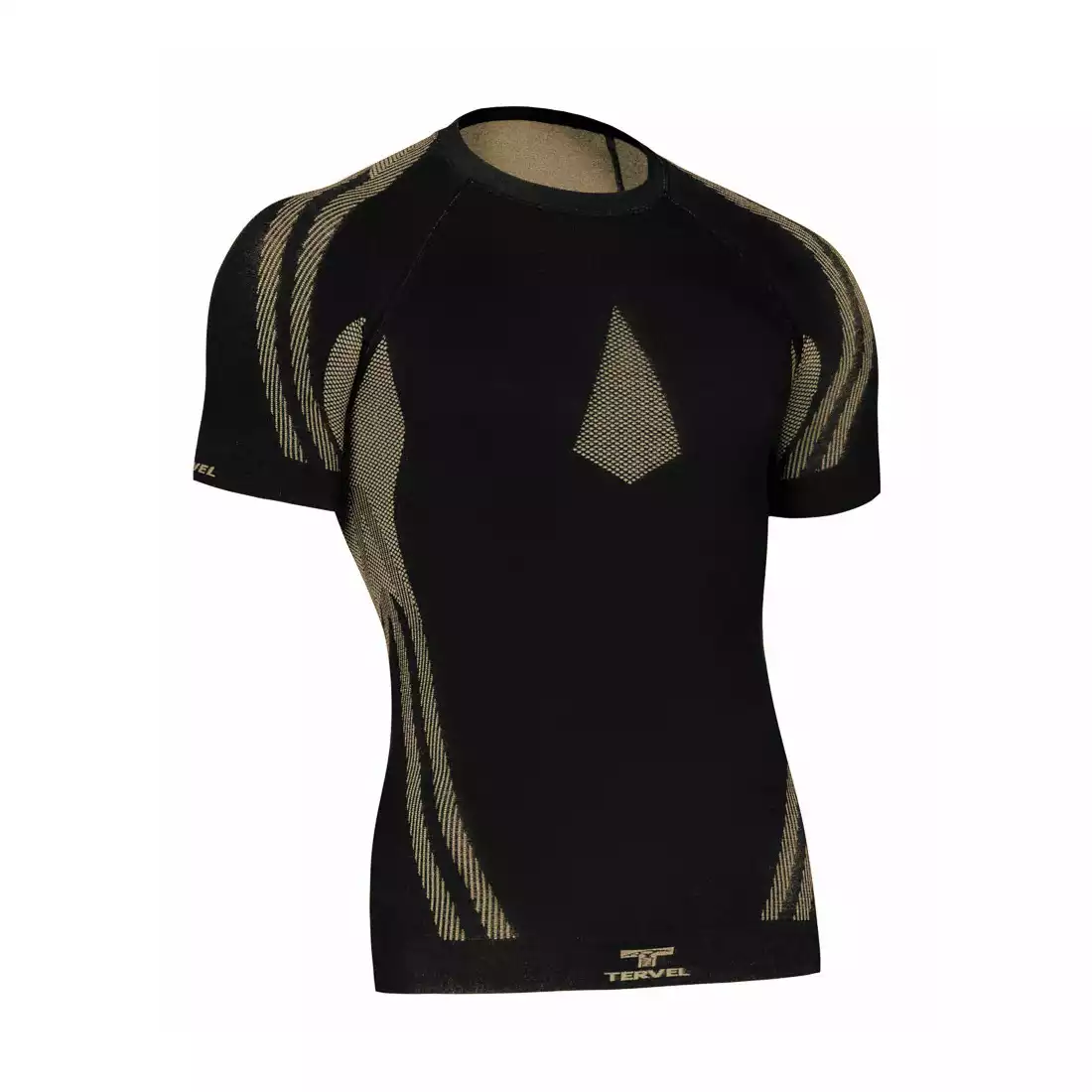 TERVEL OPTILINE LIGHT MOD-02 - męska koszulka termoaktywna z krótkim rękawem, kolor: Czarno-złoty