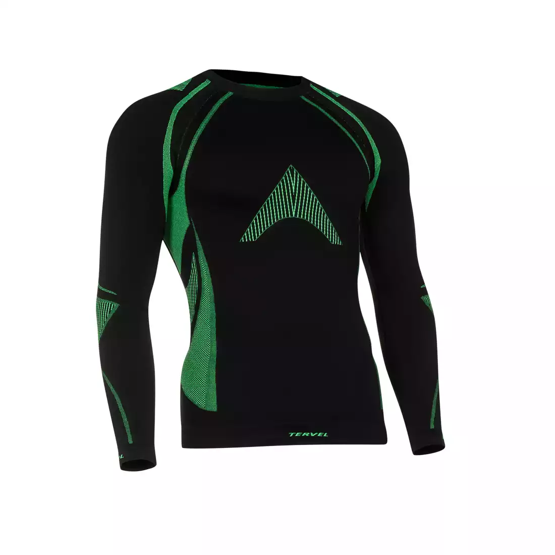 TERVEL - OPTILINE MOD-02 - męska koszulka termoaktywna z długim rękawem, kolor: Czarno-zielony