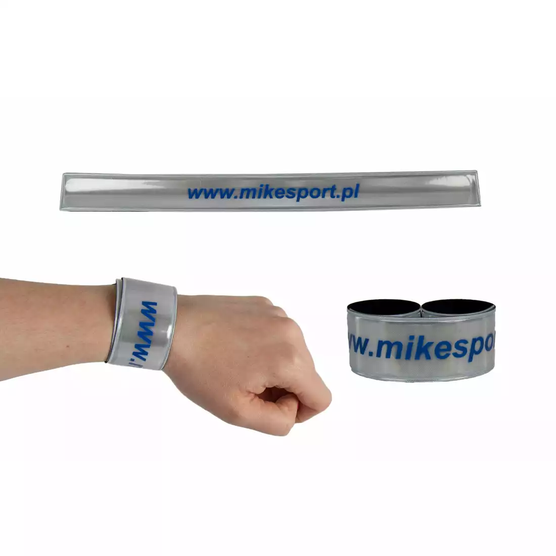 Mikesport - opaska odblaskowa. logo - srebrna