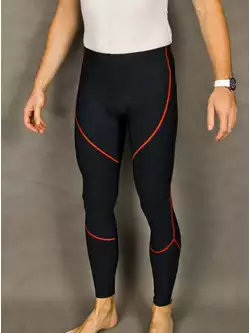 MikeSPORT GEXO ocieplane spodnie rowerowe z wkładką COMP HP bez szelek czarno-czerwone szwy