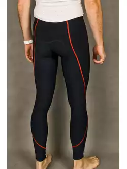 MikeSPORT GEXO ocieplane spodnie rowerowe z wkładką COMP HP bez szelek czarno-czerwone szwy
