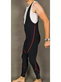 MikeSPORT GEXO ocieplane spodnie rowerowe z wkładką COMP HP na szelkach czarno-czerwone szwy