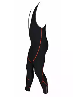 MikeSPORT GEXO ocieplane spodnie rowerowe z wkładką COMP HP na szelkach czarno-czerwone szwy