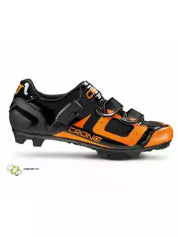 CRONO CX3 nylon - buty rowerowe MTB, czarno-pomarańczowe fluo