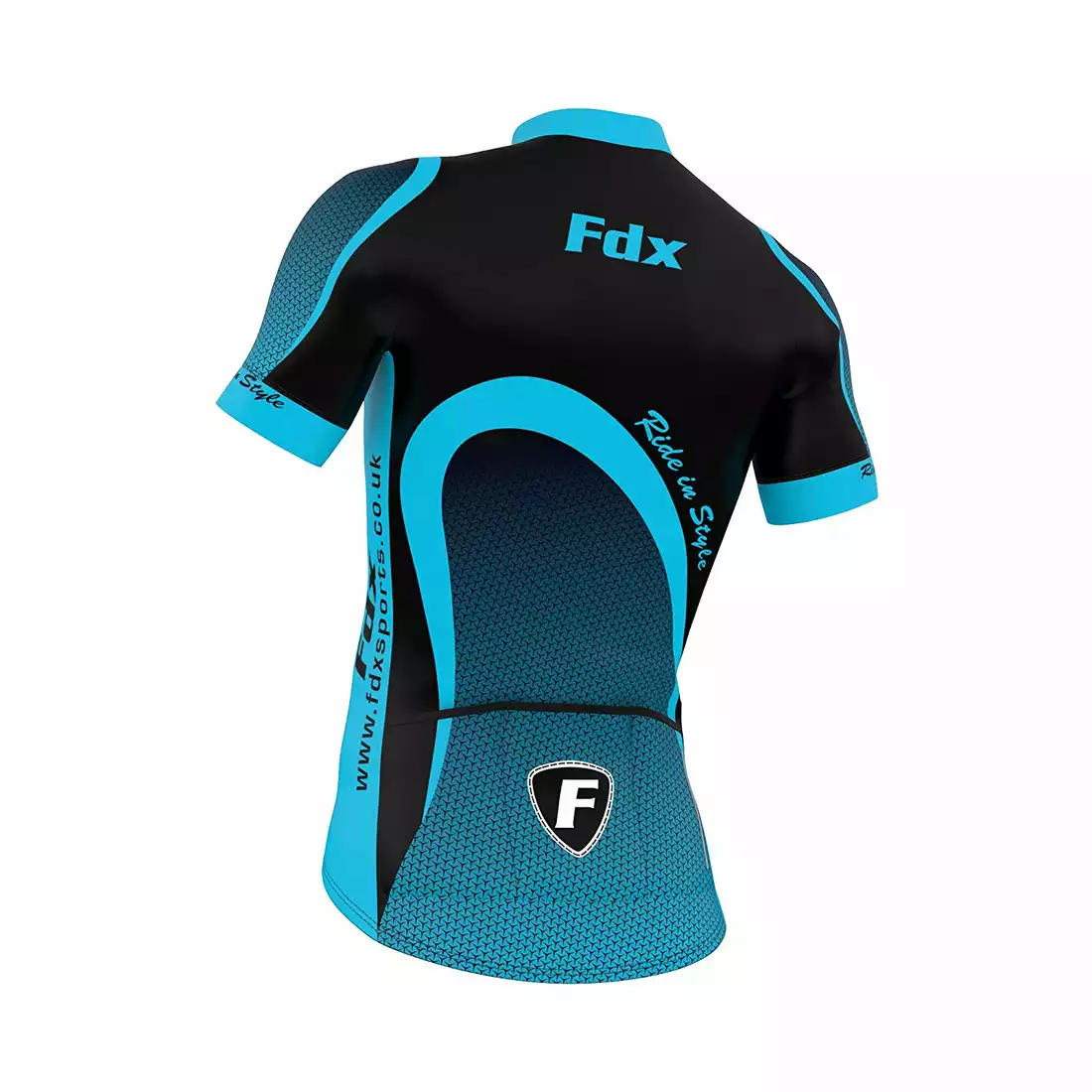 FDX 1010 letni zestaw rowerowy koszulka + spodenki na szelce czarno-niebieski