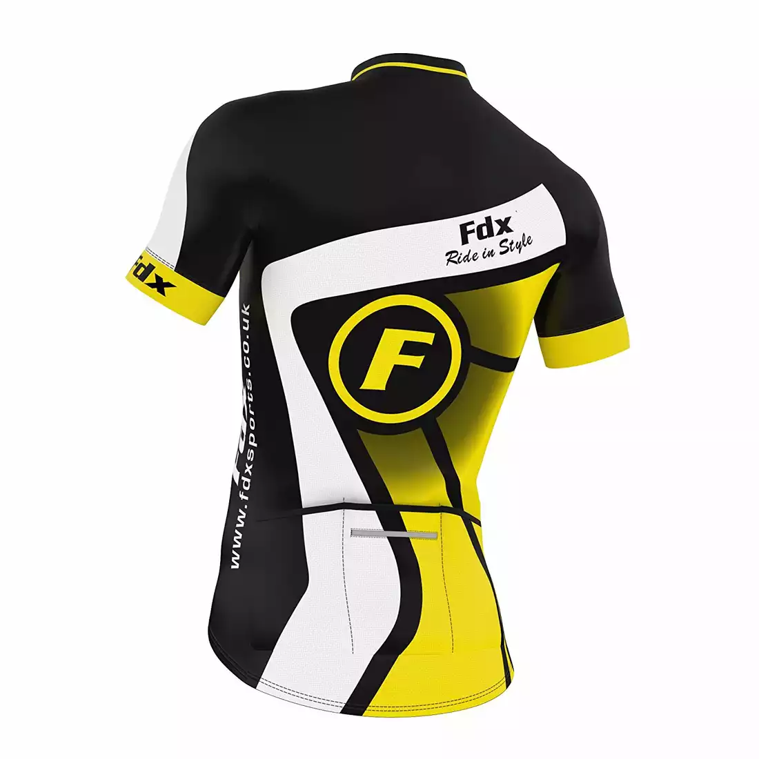 FDX 1020 letni zestaw rowerowy koszulka + spodenki na szelce czarno-żółte
